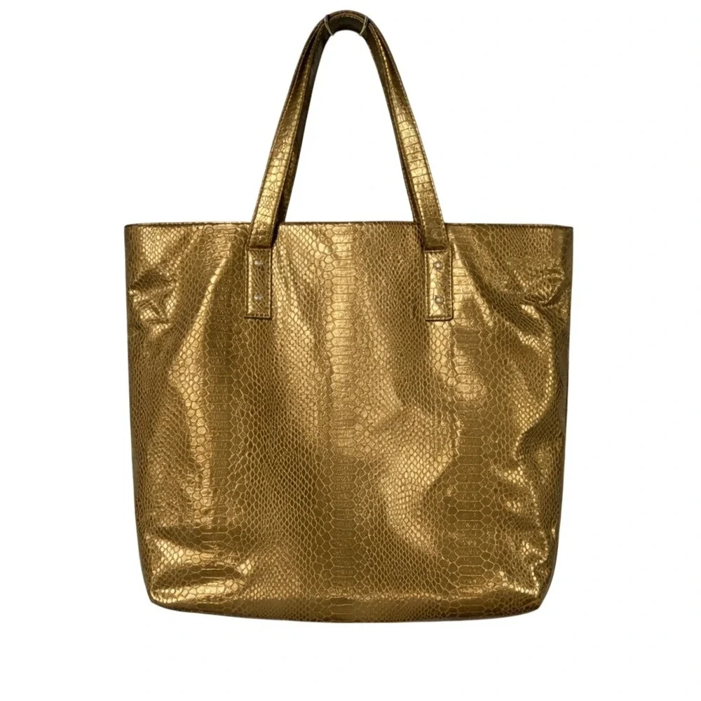 Kate Spade Foiled Again Bon‎ Shopper Gold Snakeskin Embossed Tote Y2K Luxury